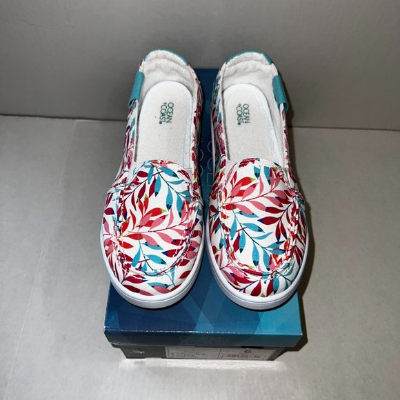 Ocean + Coast Multi Palm White/Aqua/Turquoise/Pink/Red Kade Loafers Size 6 - Picture 2 of 6